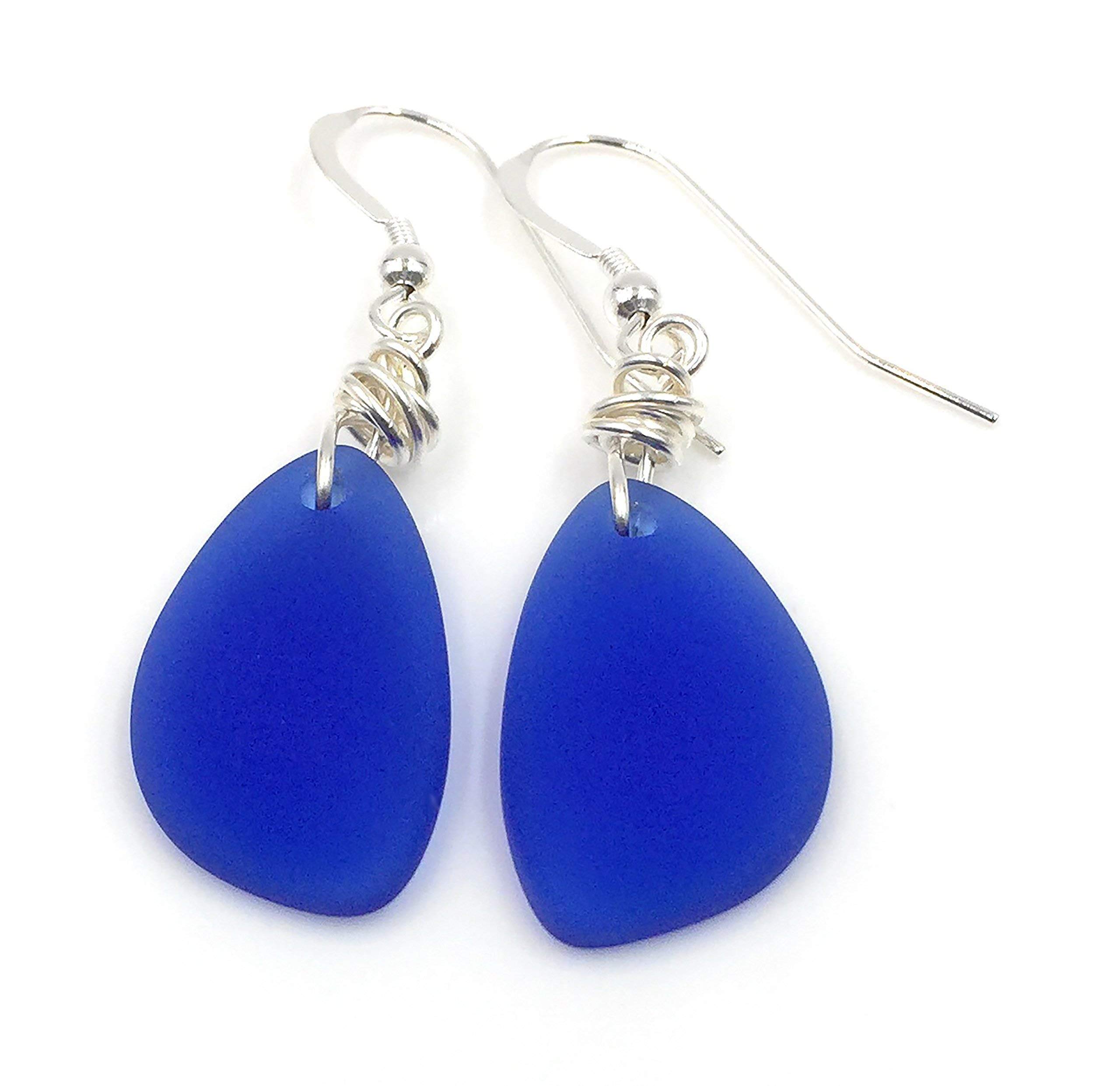 Popular Starry Night Cobalt Blue Beach Sea Glass Earrings Charming