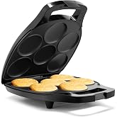 Holstein Housewares Non-Stick 6-Section Multi-Food Maker - Arepas, Mini Pancakes, Corncakes and More - Black,12 Inch