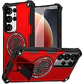 DAWEIXEAU Magnetic Case for Galaxy S25 Ultra, Built-in Stand [Compatible with Mag-Safe] Shockproof Protective Cover Case for Samsung Galaxy S25 Ultra Red