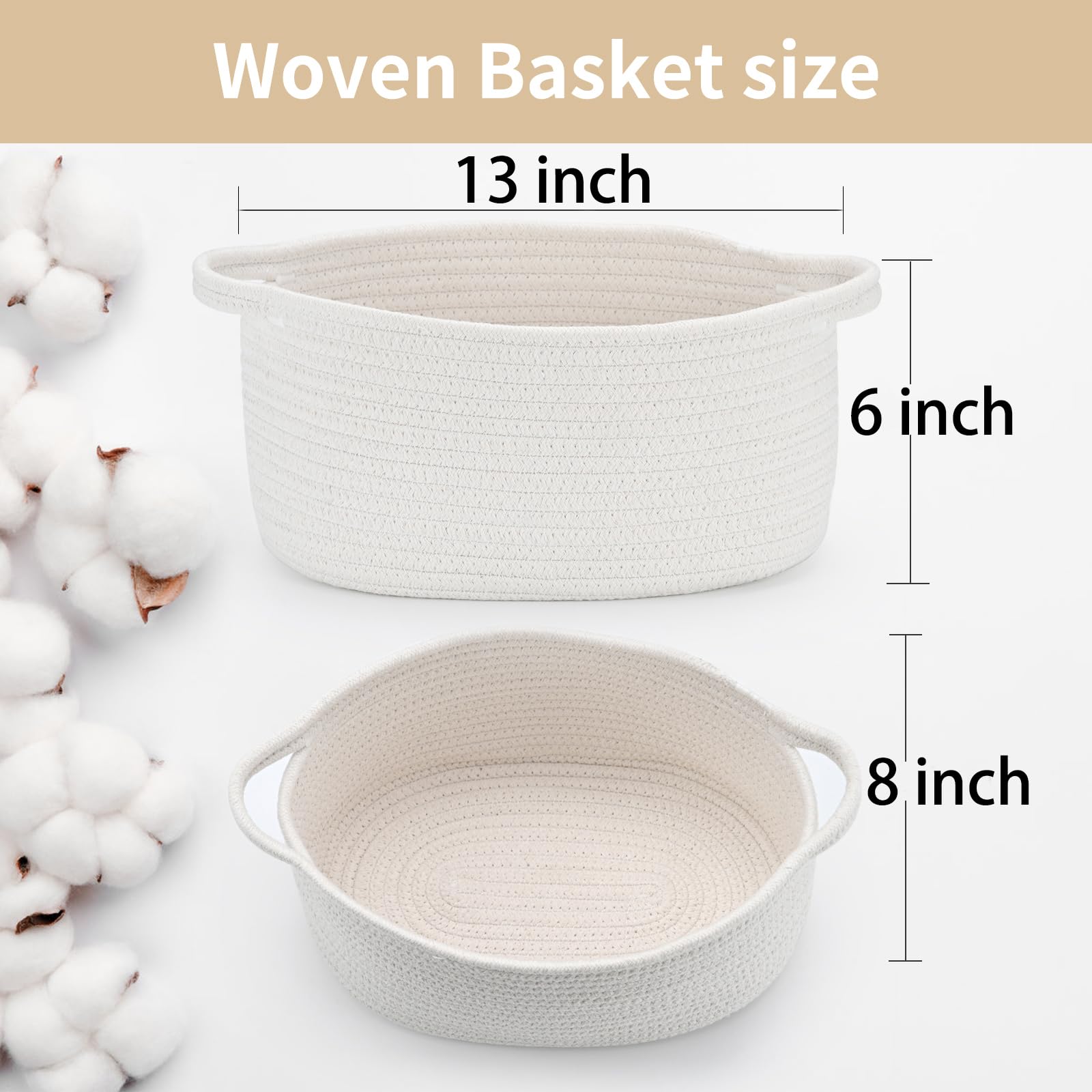 Cute Woven Storage Basket with Handle, Baskets for Gifts Empty, Gift Baskets for Birthday Baby Shower Raffle Burr Fundraiser, Decorative Organizer Box for Baby Toy Pet, 13