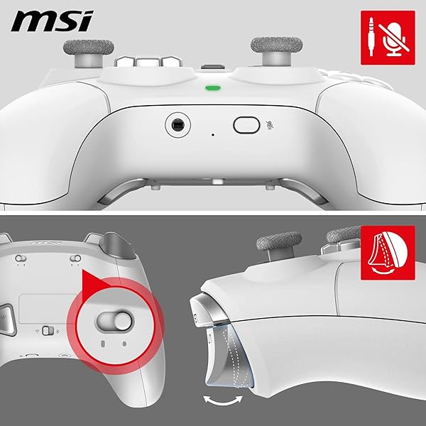 MSI FORCE GC300 WIRELESS WHITE PC GAMEPAD CONTROLLER – 2.4 GHZ, BLUETOOTH, USB TYPE-C TO A – WIRED/WIRELESS, 600MAH LI-ION BATTERY (20H), INTERCHANGEABLE D-PAD COVERS, DUAL VIBRATION MOTORS