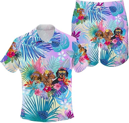 dachshund print hawaiian shirt