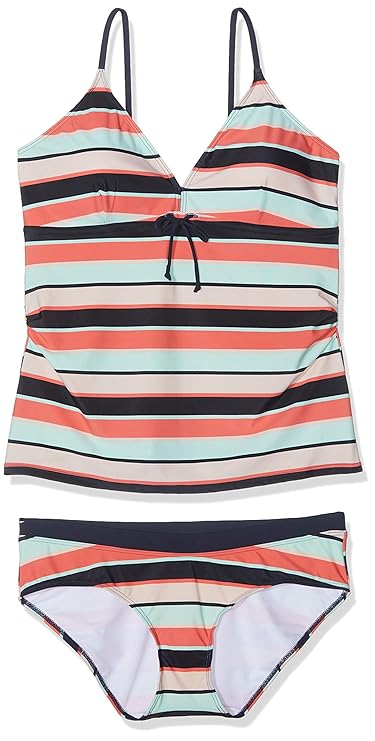 MAMALICIOUS Damen Mldorine Padded Col. Block Tankini Umstandstankini, Mehrfarbig (Dubarry Stripes: Black Iris/Fari Aqua/Heave