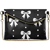 ALAZA Polka Dots Black White Leather Clutch Purses for Women Evening Bag Small Handbags Designer Crossbody Purse