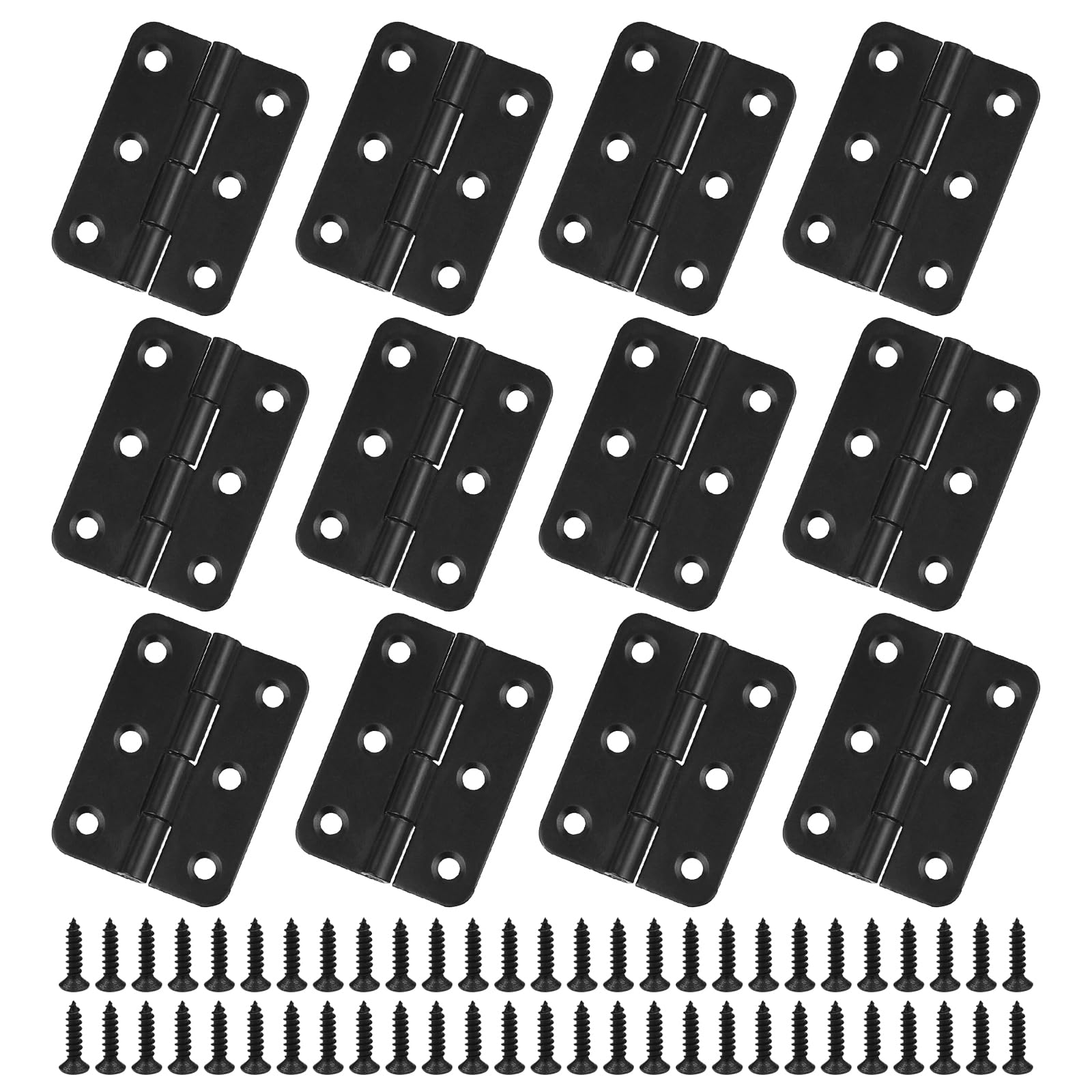 Hinges 12pcs - 2 inch Black Hinges for Wood Door Hinges with Hinge Screws for Home Furniture Hardware Cabinet Closet Door Drawer Wood Box — image 1