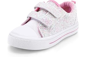 K KomForme Toddler Sneakers for Boys and Girls Dual Hook and Loops Sneakers Baby Canvas Shoes