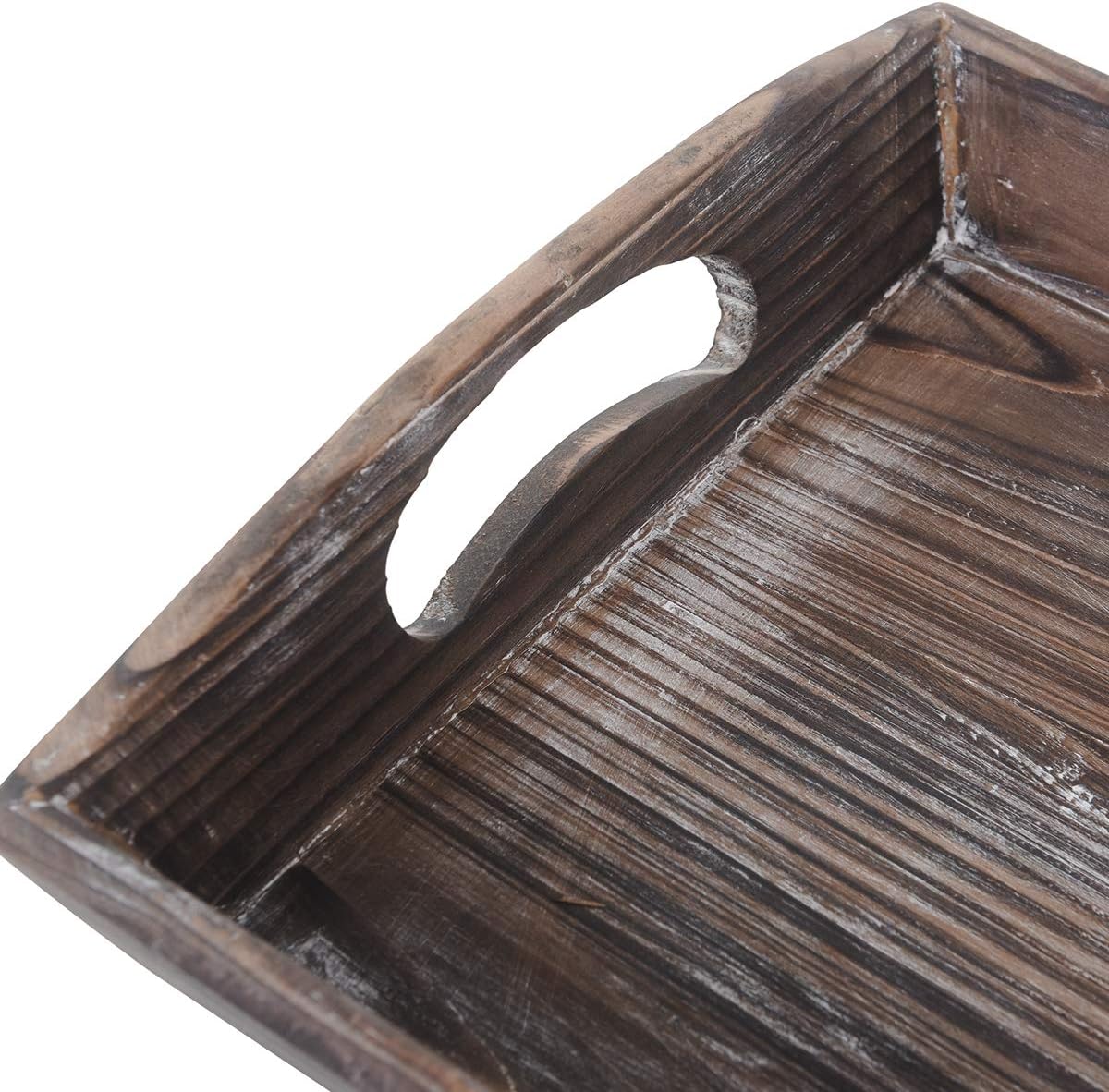  | RHF Serving Trays, Ottoman Serving Tray, Wood Breakfast Trays, Retro Nesting Serving Tray Set, Ash Trays with Handles, Platter For Food Drink Eating Coffee, 3 Tier Set, Brown: Serving Trays