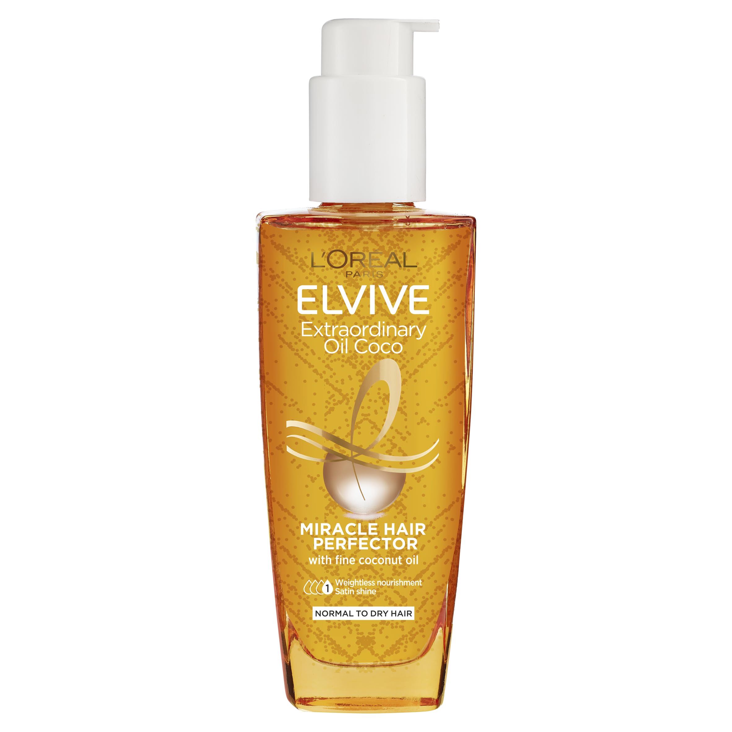 L'Oréal Paris Elvive Extraordinary Coconut Oil Miracle Hair Serum, Intense Nourishment, Up to 6x more Shine, up to 230° heat protection, suitable for all hair types, 100ml