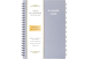 BOOQOOL 2025 Planner - Jan 2025 - Dec 2025, Planner 2025, 2025 Planner Weekly and Monthly, 6.25" × 8.3", Tabs, Inner Pocket, Strong Twin-Wire Binding, Improving Your Time Management Skill