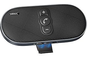 SUNITEC Hands Free Phone Speaker for Car: Bluetooth in-car Speakerphone Kit for Handsfree Calling - Dual 3W Speakers Support Siri Google Voice Assistant Motion Auto On with Visor Clip - BC990G