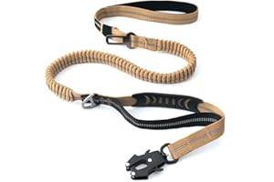 Heavy Duty Tactical Dog Leash with Quick Release Carabiner and Highly Reflective Threads,4-6FT Power Stretch Dog Leash for Me