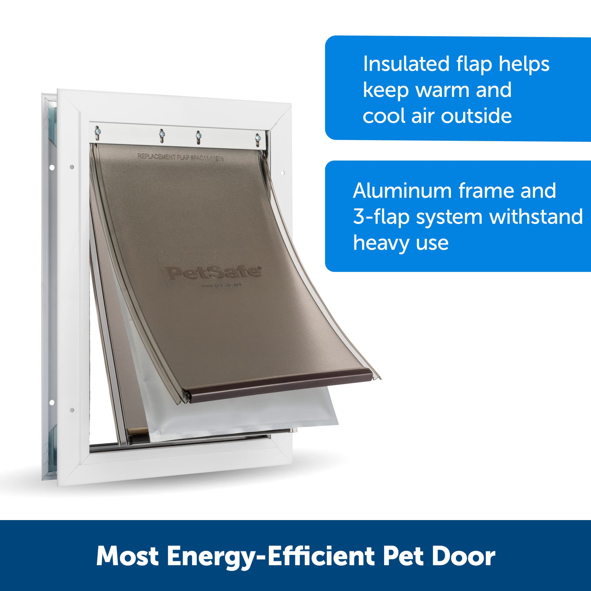 PetSafe Extreme Weather Aluminum Pet Door - Energy-Saving Thermal Barrier Pet Flap with Slide-in Door Locking & Secure Flap Cover - for Dogs Up to 100 lb - Large