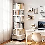 GuaziV 6-Tier 360° Rotating Bookshelf with Wheels