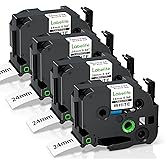 Labelife TZe-251 TZe251 TZe TZ Tape 24mm 0.94 Laminated White Replacement for Brother P Touch Label Tape 24mm Label Maker Tape 1 Inch for Brother PT-D600 PT-D610BT PT-P710BT PT-P700 PT- P910BT, 4-Pack