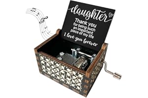 JIRIM-BEUTY Gifts for Daughter Thank You for Being Such an Important Piece of My Life Wood Music Boxes for Daughter Gifts from Dad Vintage Hand Crank Music Box U R My Sunshine Wooden Music Box - JRM633