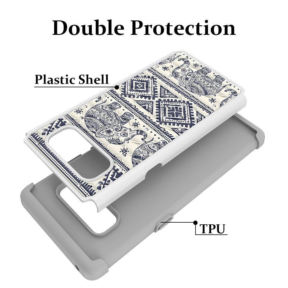 Note 8 Case, Galaxy Note 8 Case, MagicSky [Shock Absorption] Studded Rhinestone Bling Hybrid Dual Layer Armor Defender Protective Case Cover for Samsung Galaxy Note 8 (Elephant)