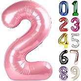 2 Balloon - Pearlescent Pink Birthday Number Balloons, 40 Inch Large Foil Balloons for Men Women Boys Girls Pearlescent Pink Themed Birthday Decorations