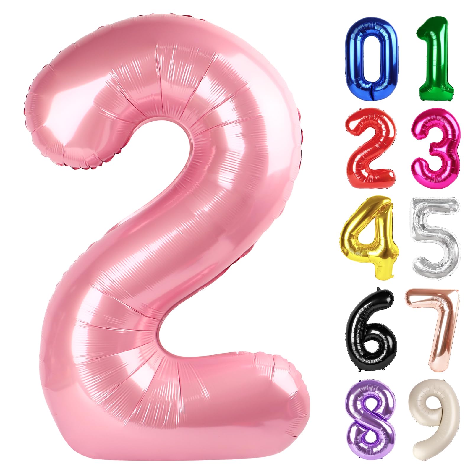 Photo 1 of 2 Balloon - Pearlescent Pink Birthday Number Balloons, 40 Inch Large Foil Balloons for Men Women Boys Girls Pearlescent Pink Themed Birthday Decorations