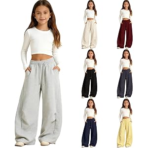 Girls Sweatpants Baggy Wide Leg Sweat Pants Open Bottom Barrel Pants | Sweatpants for girls, oversized elastic waist joggers