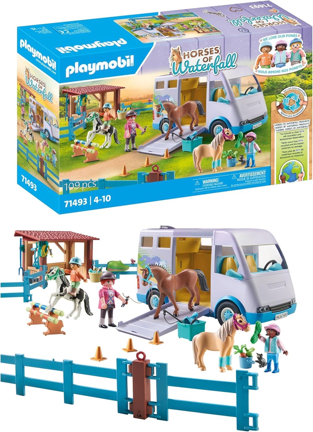PLAYMOBIL Horses of Waterfall 71493 Mobile Reitschule, spielerisches Lernen des Pferdereitens, Abenteuer auf der Waterfall Ranch, detailreiches Spielzeug für Kinder ab 4 Jahren