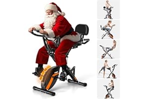 Exercise Bike, MOSUNY 5-in-1 Stationary Bike With 10DB Super-Silent, Folding Exercise Bike with 16-Level Adjustable Magnetic 
