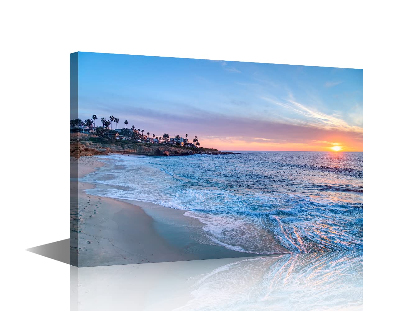 TISHIRON Canvas Wall Art Seaside Sunset Painting Wall Decorations for Living Room Bedroom Modern Family Bathroom Hang Pictures Wall Artwork Office Canvas Art Prints Framed Ready to Hang 36X24in — image 1