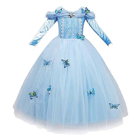 NNDOLL Details über Cinderella Kleid Kostüme Karneval Mädchen Mädchen Prinzessin hellblaues Kleid 870