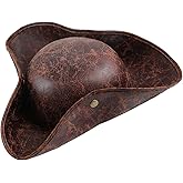 FOIMAS Pirate Hat for Men & Women,Faux Leather Pirate Hat Vintage Wrinkled Tricorner Hat for Pirate Costume Party Accessories