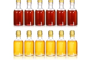 Hacaroa 12 Pack Small Glass Liquor Bottles with T-Top Caps and Heat Shrink Capsules, 3 Oz (100ml) Clear Nordic Vodka Bottles, Boston Travel Shots Bottles for Wine, Alcohol, Whiskey, Beverages