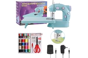 XOSEWIUII Sewing Machine for Beginners with Expansion Table and Foot Pedal and 42Pcs Sewing kit Finger Guard & Light Mini Small Portable Sewing Machines 2-Thread 2-Speed 2-Switches for Kids Ages 8-12