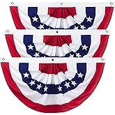 3 x 6 Ft American Pleated Fan Flag, USA Patriotic Half Fan Bunting Flag, 4th of July Memorial Day Decorations Flags (Set of 3)
