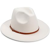 AQOKKA Classic Felt Fedora Hats for Men Women Wool Floppy Wide Brim Panama Hat with Belt Buckle