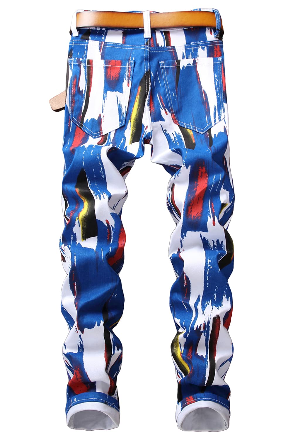 Baylvn Men's Casual Printed Slim Fit Jeans Skinny Denim Pants