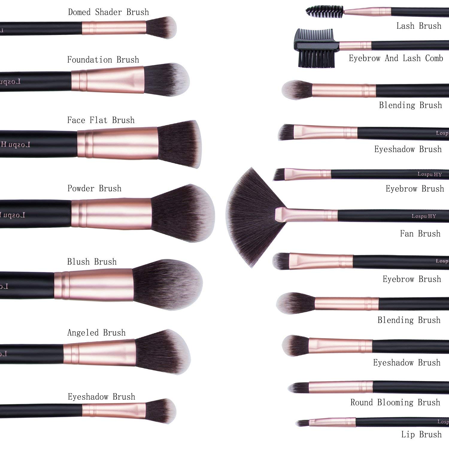 Ammiy 10-Piece Oval Makeup Brush Set