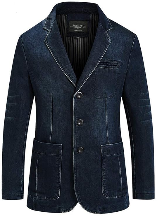 AOOOA Frühling Herbst Herren Jeansjacke Classic Cowboy Anzugjacken Slim Fit Sakko Mode Denim Blazer Jacke Geschäft Freizeitanzug Mens Suit Jacket Coat
