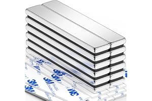 Grtard 12Pack Strong Neodymium Bar Magnets with Double-Sided Adhesive, Powerful Heavy Duty Rare Earth Magnet, Magnetic Strip for Fridge, Garage, Kitchen, Science, Craft, Office, DIY - 60x10x3mm