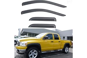 LQQDP 4pcs Front+Rear Smoke Sun/Rain Guard Outside Mount Tape-On Window Visors Compatible with 02-08 Ram 1500 03-09 2500/3500/4500/5500 Quad/Crew Cab