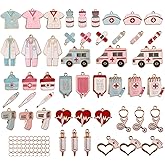 VervelaLibre 48pcs Medical Nurse Charms Alloy Enamel Nurse Themed Pendant Stethoscope Charms for Jewelry Making Crafting Findings Accessory for DIY Keychain Necklace Bracelet Earrings