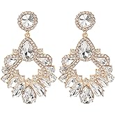 Rhinestone Earrings Dangling for Women Vintage Fancy Cluster Crystal Dangle Earrings Vintage Rhinestone Teardrop Dangle Earrings Sparkly Statement Earrings Crystal Chandelier Earrings for Women Wedding Bridal Prom