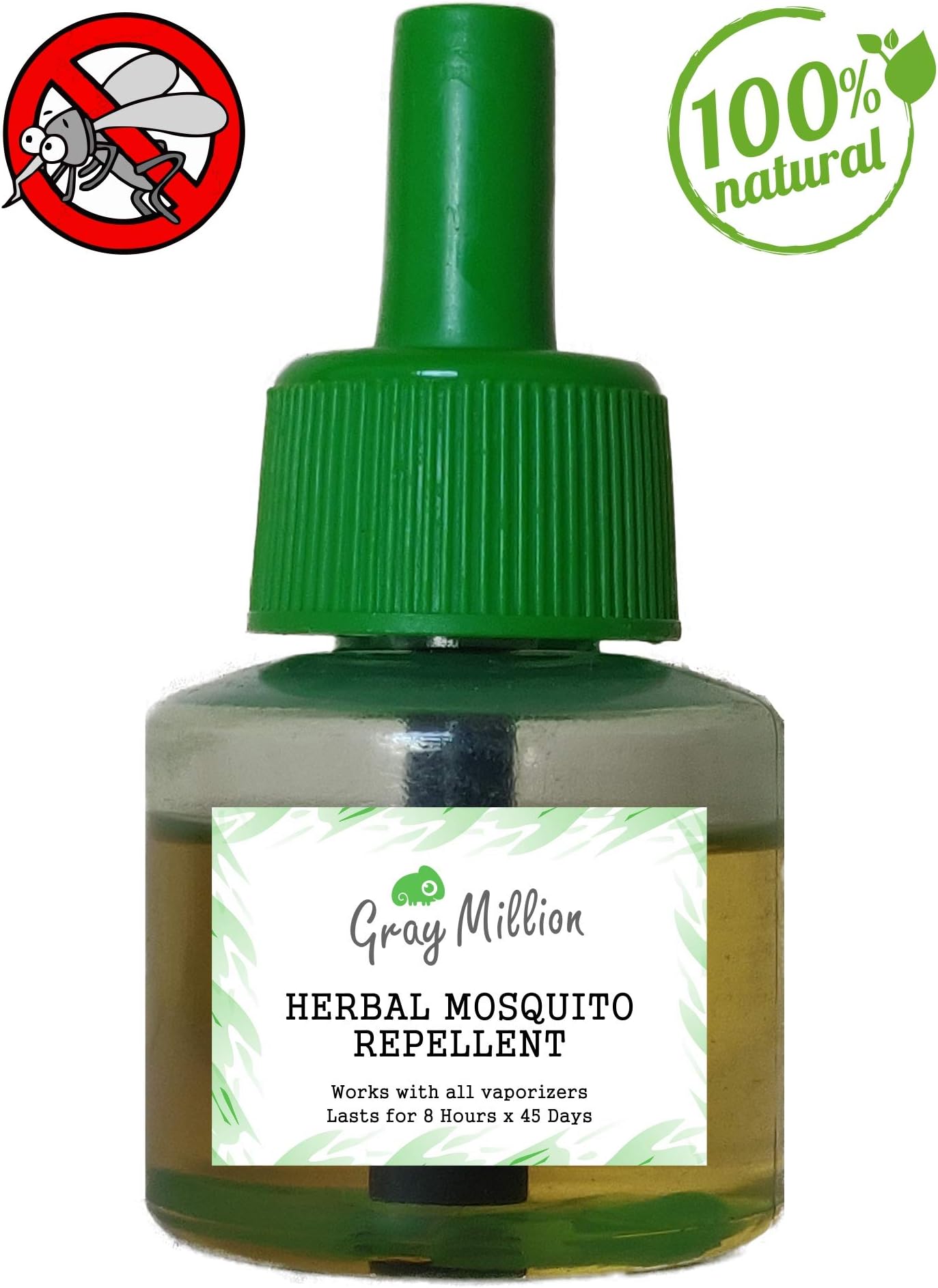 GRAYMILLION Herbal Mosquito Repellent, Made with Natural Oils (Pack of 2 Refills)