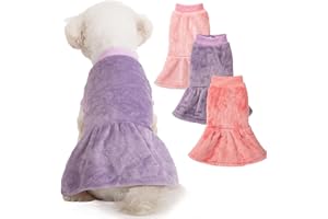 FabriCastle 3-Pack Winter Dog Sweater Dresses XXS XS for Small Female Dogs & Cats- Ultra-Soft Warm Puppy Coats | Stylish Dog Dresses (Pink,Violet,Rosepink, XX-Small)