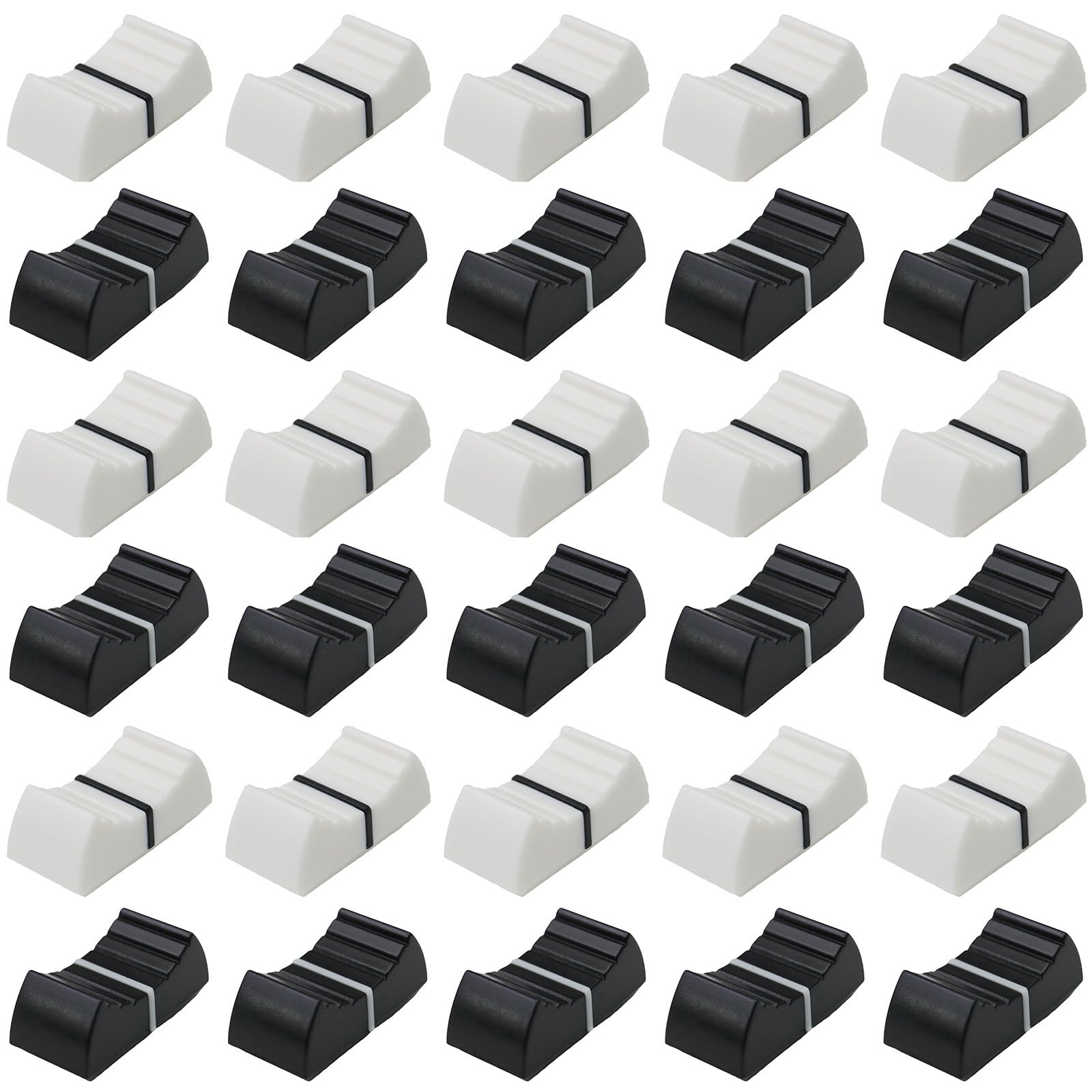 30 Pack Black & White 8mm Fader/Slider Control Knobs For Audio Mixer
