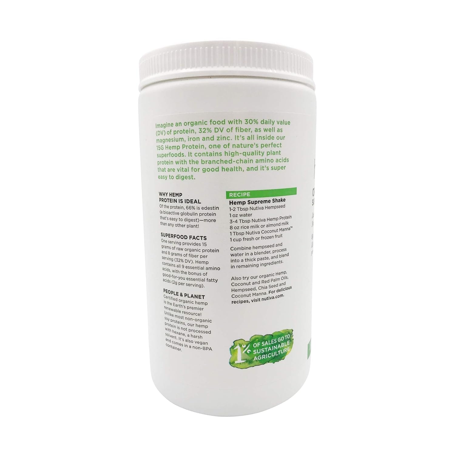 Nutiva Organic Cold-Pressed Hemp Seed Protein Powder, 15G Protein, 16 Ounce: Grocery & Gourmet Food