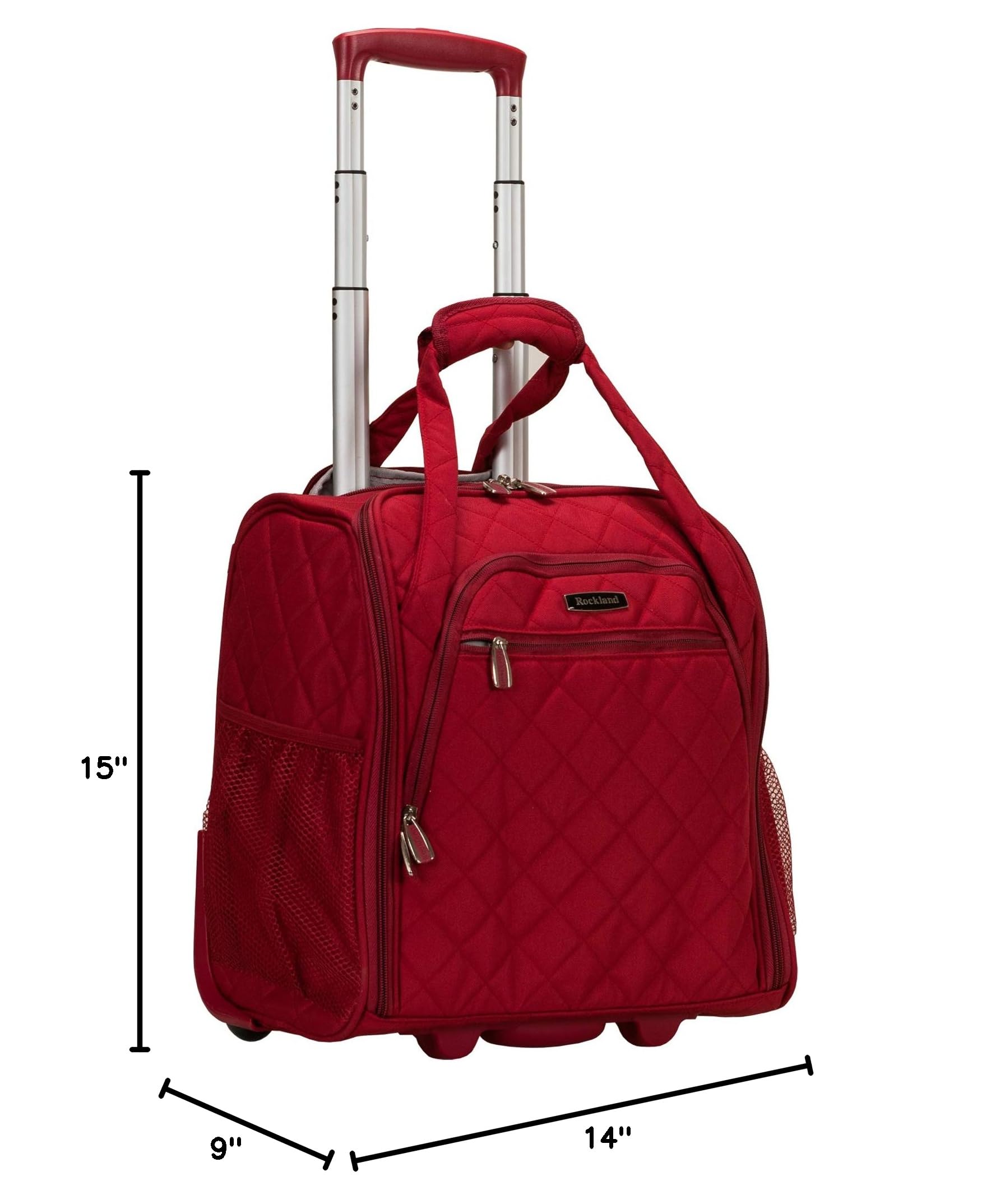 Rockland Melrose Upright Wheeled Underseater Luggage, Red, Carry-On 15-Inch