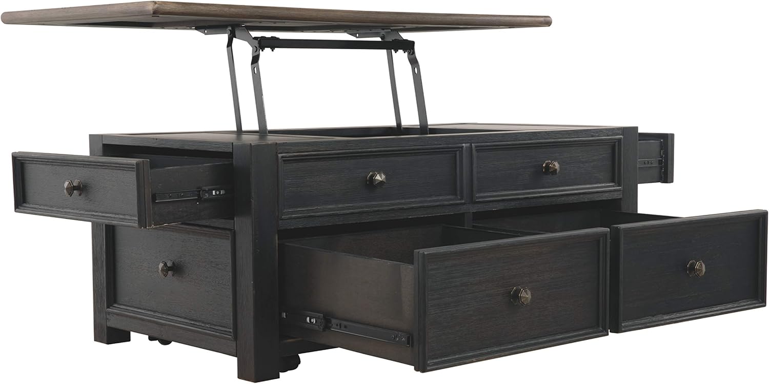 Signature Design by Ashley Tyler Creek Lift Top Coffee Table, Two-Tone (Grayish Brown/Black) & Creek Rectangular End Table Grayish Brown/Black: Furniture & Decor