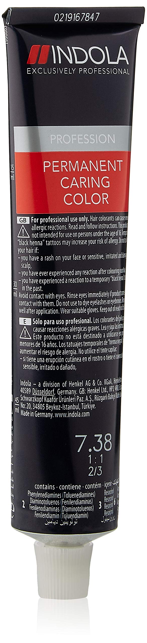 Indola Profession Hair Color 7.38, 60 ml