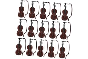 15 Sets Mini Violin Miniature Musical Xmas Violin Models Decorations Red Plastic