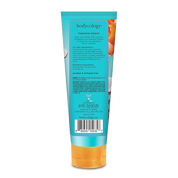 BODYCOLOGY SHEA BUTTER BODY CREAM, HAWAIIAN BEACH, 8 OZ