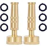 VANCOCO High-Pressure Hose Nozzles 2-Pack, Heavy Duty Brass 3/4" GHT | Water Hose Spray Nozzles, Shut Off, Outdoor Garden &amp; Car Washing