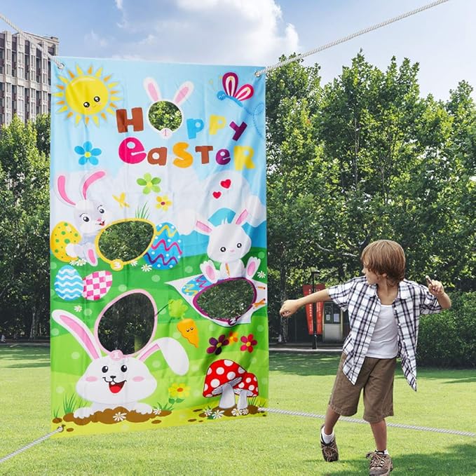 VEYLIN Easter Toss Games with 4 Bean Bags Fun Easter Game for Kids and